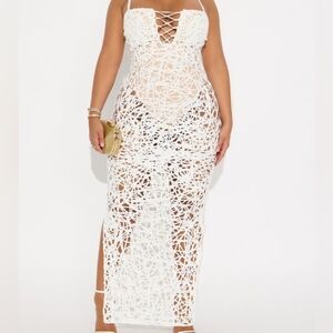 Fashion Nova White Lace Maxi Dress